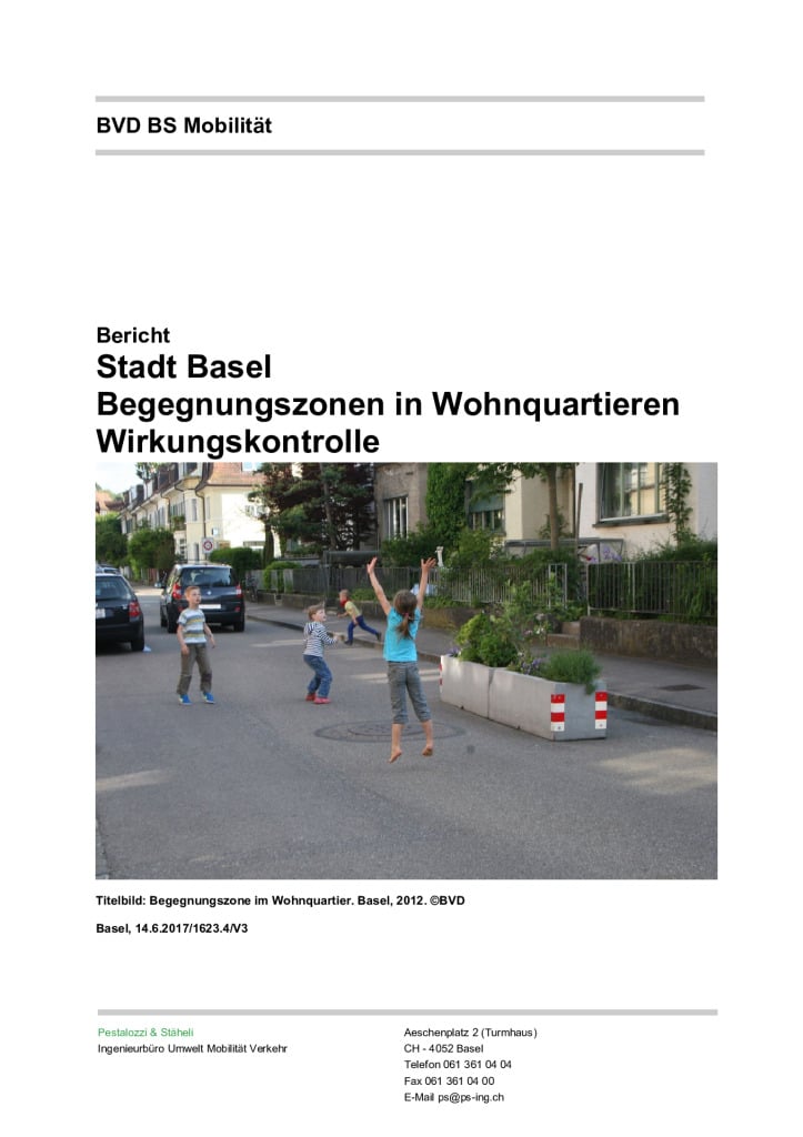 thumbnail of Bericht Wirkungskontrolle Begegnungszonen in Wohnquartieren